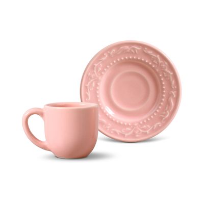 Xícara de Café Acanthus Cerâmica 6 Peças Rosa Porto Brasil