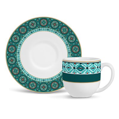 Xícara de Café Flat Ikat Cerâmica 6 Peças Porto Brasil