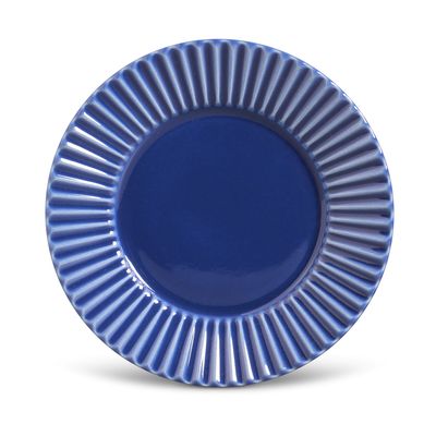 Prato Sobremesa Plissé Cerâmica 6 Peças Azul Navy Porto Brasil