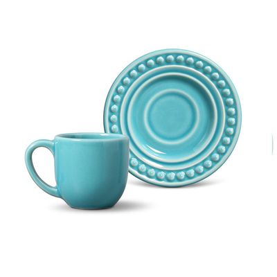Xícara de Café Atenas Cerâmica 6 Peças Azul Poppy Porto Brasil