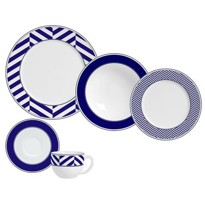 Aparelho de Jantar Flat Navy Cerâmica 20 Peças Porto Brasil