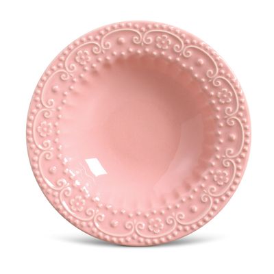 Prato Fundo Esparta Cerâmica 6 Peças Rosa Porto Brasil