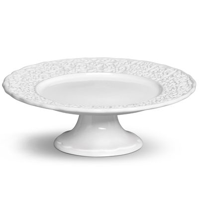 Prato de Bolo com Pé Marrakech Etagiere Cerâmica Médio Branco Porto Brasil