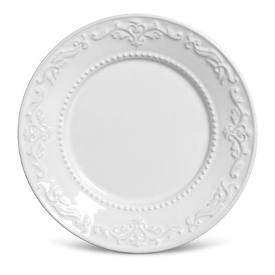 Prato Sobremesa Acanthus Cerâmica 6 Peças Branco Porto Brasil