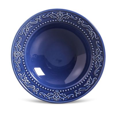 Prato Fundo Acanthus Cerâmica 6 Peças Azul Navy Porto Brasil