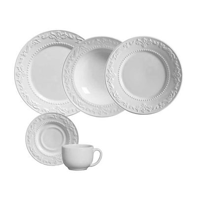 Aparelho de Jantar Acanthus Cerâmica 30 Peças Branco Porto Brasil