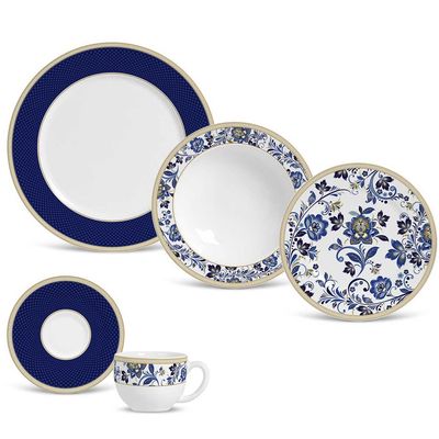Aparelho de Jantar Flat Classic Blue Cerâmica 30 Peças Porto Brasil