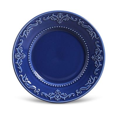 Prato Sobremesa Acanthus Cerâmica 6 Peças Azul Navy Porto Brasil