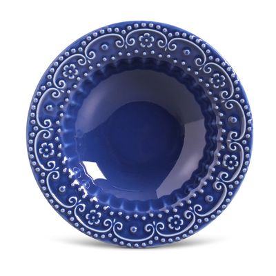 Prato Fundo Esparta Cerâmica 6 Peças Azul Navy Porto Brasil