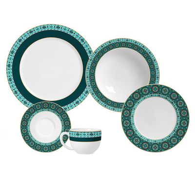 Aparelho de Jantar Flat Ikat Cerâmica 20 Peças Porto Brasil