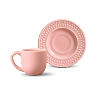 Xícara de Café Roma Cerâmica 6 Peças Rosa Porto Brasil