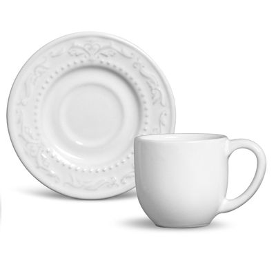 Xícara de Café Acanthus Cerâmica 6 Peças Branco Porto Brasil