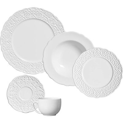 Aparelho de Jantar Marrakech Cerâmica 30 Peças Branco Porto Brasil