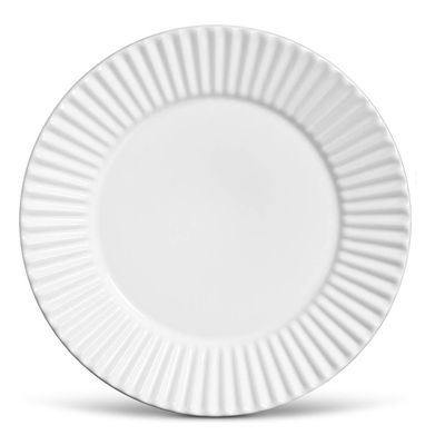 Prato Raso Plissé Cerâmica 6 Peças Branco Porto Brasil