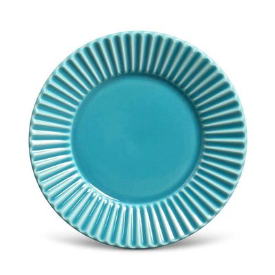 Prato Sobremesa Plissé Cerâmica 6 Peças Azul Poppy Porto Brasil