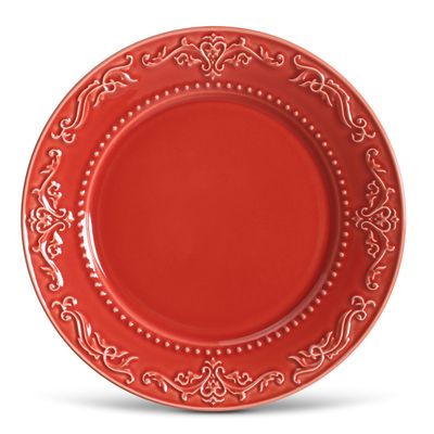 Prato Raso Acanthus Cerâmica 6 Peças Vermelho Porto Brasil