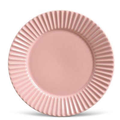 Prato Raso Plissé Cerâmica 6 Peças Rosa Porto Brasil