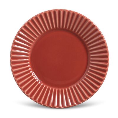 Prato Sobremesa Plissé Cerâmica 6 Peças Vermelho Porto Brasil