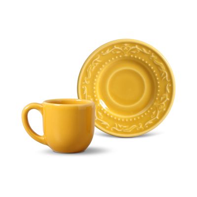 Xícara de Café Acanthus Cerâmica 6 Peças Mostarda Porto Brasil