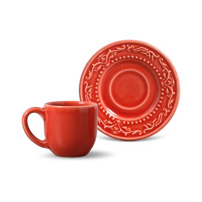Xícara de Café Acanthus Cerâmica 6 Peças Vermelho Porto Brasil