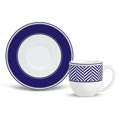 Xícara de Café Flat Navy Cerâmica 6 Peças Porto Brasil