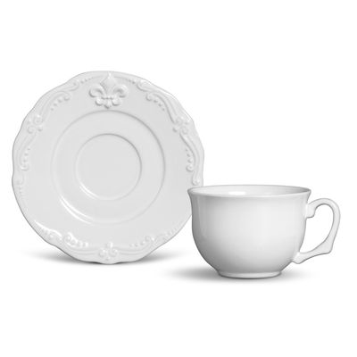 Xícara de Chá Flor de Lis Cerâmica 6 Peças Branco Porto Brasil