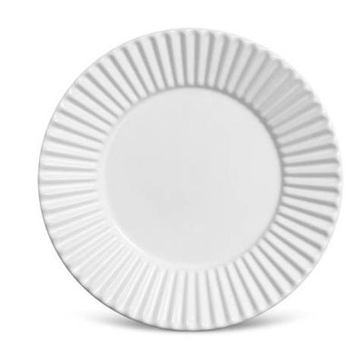 Prato Sobremesa Plissé Cerâmica 6 Peças Branco Porto Brasil