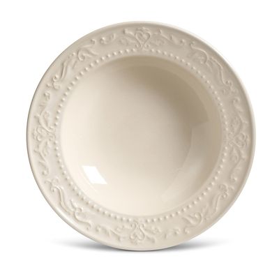 Prato Fundo Acanthus Cerâmica 6 Peças Cru Porto Brasil