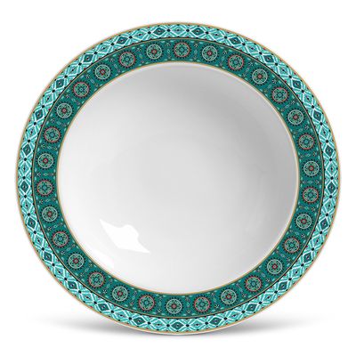 Prato Fundo Flat Ikat Cerâmica 6 Peças Porto Brasil