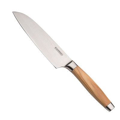 Faca Santoku 5 Pol Aço Damasco com Cabo Madeira de Oliveira Ply Le Creuset