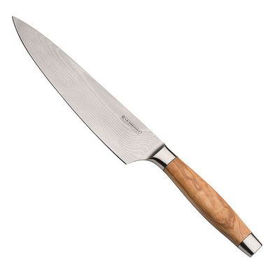 Faca Chef 8 Pol Aço Damasco com Cabo Madeira de Oliveira Ply Le Creuset