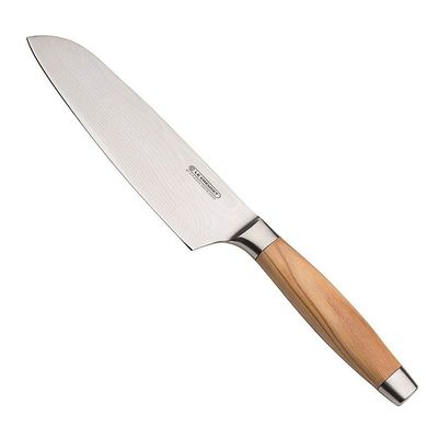 Faca Santoku 7 Pol Aço Damasco com Cabo Madeira de Oliveira Ply Le Creuset