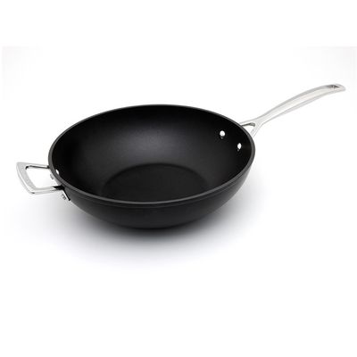 Wok com Cabo Non Stick Alumínio e Aço Inox 30 cm Preto Le Creuset