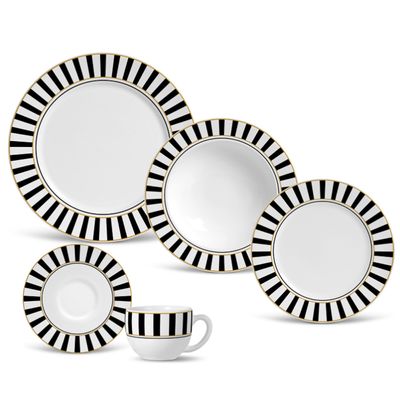 Aparelho de Jantar Flat Classic Cerâmica 30 Peças Porto Brasil