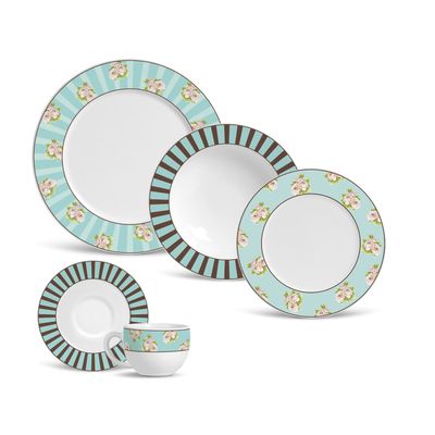 Aparelho de Jantar Flat Paris Cerâmica 20 Peças Porto Brasil