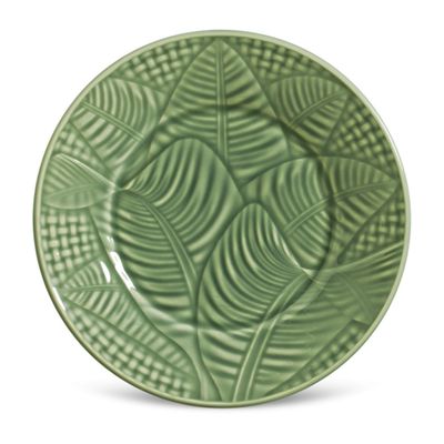 Prato Sobremesa Leaves Sálvia Cerâmica 6 Peças Verde Porto Brasil