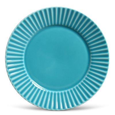 Prato Raso Plissé Cerâmica 6 Peças Azul Poppy Porto Brasil