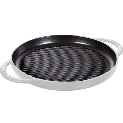 Grelha Redonda com Duas Alças Ferro Fundido 26 cm Branco Staub