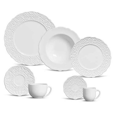 Aparelho de Jantar Marrakech Cerâmica 42 Peças Branco Porto Brasil