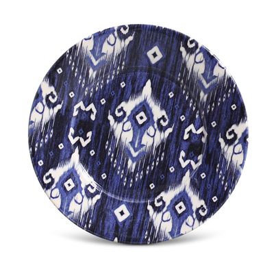 Prato Sobremesa Mônaco Ikat Blue Cerâmica 6 Peças Porto Brasil