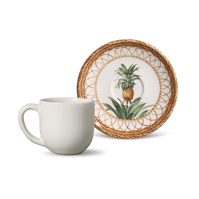 Xícara de Café Coup Pineapple Natural Cerâmica 6 Peças Porto Brasil