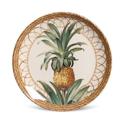 Prato Sobremesa Coup Pineapple Natural Cerâmica 6 Peças Porto Brasil