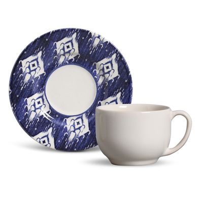 Xícara de Chá Mônaco Ikat Blue Cerâmica 6 Peças Porto Brasil