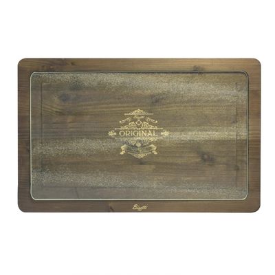 Tábua Retangular Vintage Madeira e Vidro 26X41 cm Branco Bisetti