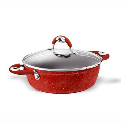 Frigideira Tipo Caçarola Diadema Petravera Tampa de Vidro Indução 32 cm Vermelho Bialetti
