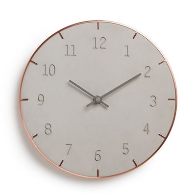 Relógio de Parede Piatto 25,4 cm Concreto e Metal Cobre Umbra