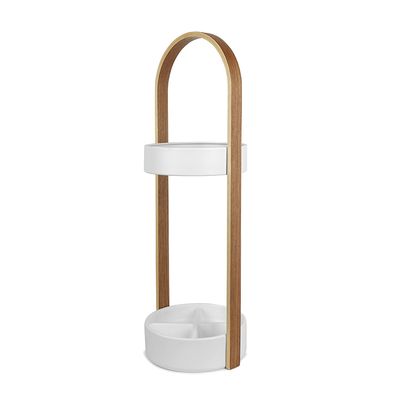 Porta Guarda Chuvas Hub Madeira Natural Branco Umbra