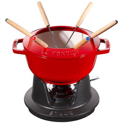 Fondue para Queijo Carne Ou Chocolate 18 cm Ferro Fundido Cereja Staub