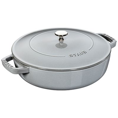 Caçarola Redonda Baixa Chistera Multifuncional Ferro Fundido 28 cm Cinza Staub