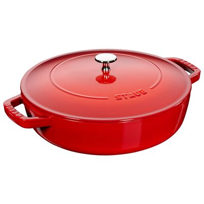 Caçarola Redonda Baixa Chistera Multifuncional Ferro Fundido 28 cm Cereja Staub